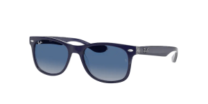 Ray-Ban RJ9052S JUNIOR NEW WAYFARER, colore 70234l blu opaco su trasparente