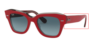 Aste originali Ray-Ban RB2186 State Street, colore 1296 · Rosso su trasparente grigio