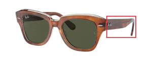 Aste originali Ray-Ban RB2186 State Street, colore 1325 · Avana over trasparente verde