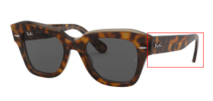 Aste originali Ray-Ban RB2186 State Street, colore 1292B1 · Avana su trasparente marrone