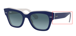 Aste originali Ray-Ban RB2186 State Street, colore 1299 · Blu su bianco