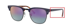 Aste originali Ray-Ban RB3016 Clubmaster, colore 1278 · Superiore blu su avana rosso