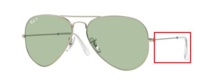 Aste originali Ray-Ban RB3025 Aviator, colore 019 · Argento opaco