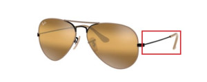 Aste originali Ray-Ban RB3025 Aviator, colore 9153 · Nero su superiore opaco beige
