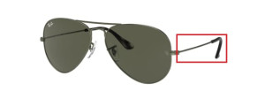 Aste originali Ray-Ban RB3025 Aviator, colore 9191 · Sand trasparent verde