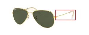 Aste originali Ray-Ban RB3044 Aviator Small Metal, colore L0207 · Golden