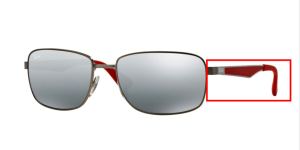 Aste originali Ray-Ban RB3529, colore 029/88 · Opaco gunmetal rosso