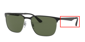 Aste originali Ray-Ban RB3569, colore 9004 · Argento superiore nero