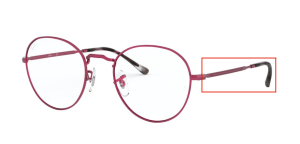 Aste originali Ray-Ban RB3582V vista, colore 3072 · Sand trasparent rosso