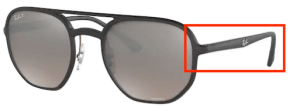 Aste originali Ray-Ban RB4321CH, colore 601S · Nero opaco