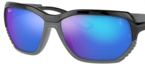 Lenti originali Ray-Ban RB4366M Ferrari, colore 55 · Total blu specchio · plastica