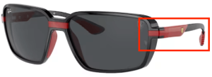 Aste originali Ray-Ban RB8360M, colore F601 · Ferrari nero lucido