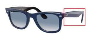 Aste originali Ray-Ban RB2140 Wayfarer, colore 1278 · Superiore blu su avana rosso