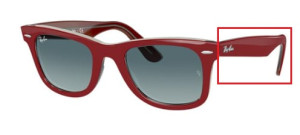 Aste originali Ray-Ban RB2140 Wayfarer, colore 1296 · Rosso su trasparente grigio