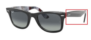 Aste originali Ray-Ban RB2140 Wayfarer, colore 1318 · Nero su chevron grigio/burgundy