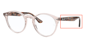 Aste originali Ray-Ban RB2180V vista, colore 8080 · Trasparente marrone chiaro