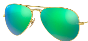 Lenti originali Ray-Ban RB3025 Aviator Large Metal, colore P9 · Verde specchio oro polarizzato