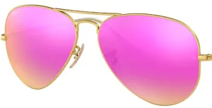 Lenti originali Ray-Ban RB3025 Aviator Large Metal, colore 1Q · Marrone specchio fucsia polarizzato