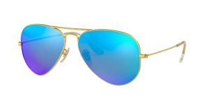 Lenti originali Ray-Ban RB3025 Aviator Large Metal, colore 4L · Blu flash plarized