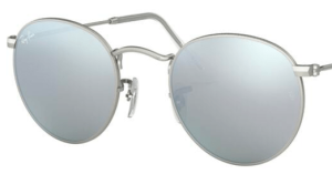 Lenti originali Ray-Ban RB3447 Round Metal, colore 30 · Verde chiaro specchio total argento
