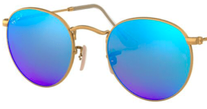 Lenti originali Ray-Ban RB3447 Round Metal, colore 4L · Blu flash polarizzato