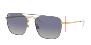 Aste originali Ray-Ban RB3588, colore 9063 · Oro superiore su grigio chiaro