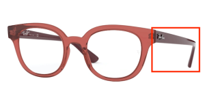 Aste originali Ray-Ban RB4324V vista, colore 5942 · Trasparente rosso chiaro