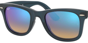 Lenti originali Ray-Ban RB4340 Wayfarer, colore 4O · Specchio blu flash degraded
