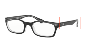 Aste originali Ray-Ban RB5150 vista, colore 2034 · Superiore nero su trasparente