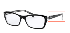 Aste originali Ray-Ban RB5255 vista, colore 2034 · Superiore nero su trasparente