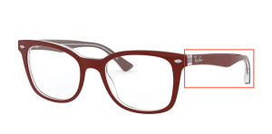 Aste originali Ray-Ban RB5285 vista, colore 5738 · Superiore bordeux su trasparent