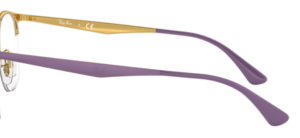 Aste originali Ray-Ban RB6422 vista, colore 3045 · Superiore viola opaco su oro lucido