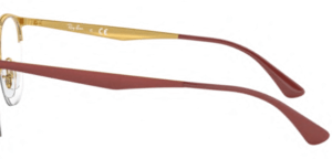 Aste originali Ray-Ban RB6422 vista, colore 3046 · Superiore rosso opaco su oro lucido