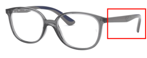 Aste originali Ray-Ban RB1598 Junior vista, colore 3830 · Trasparente grigio
