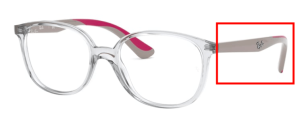 Aste originali Ray-Ban RB1598 Junior vista, colore 3832 · Trasparente