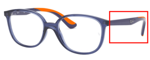 Aste originali Ray-Ban RB1598 Junior vista, colore 3775 · Trasparente blu