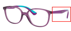 Aste originali Ray-Ban RB1598 Junior vista, colore 3776 · Trasparente viola