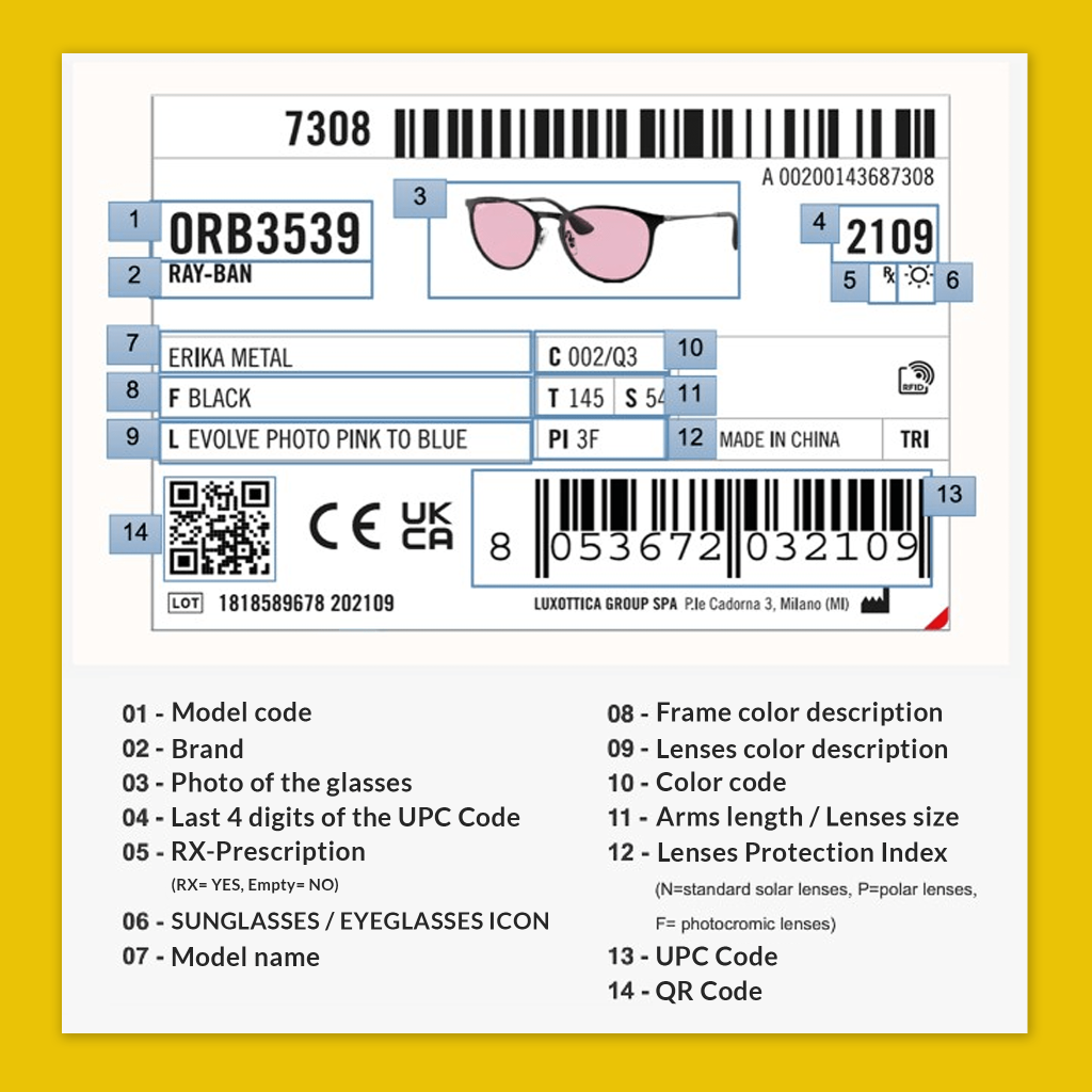 Etichetta Ray-Ban sulla scatola