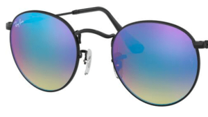 Lenti originali Ray-Ban RB3447 Round Metal, colore 4O · Specchio blu flash degraded