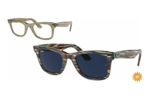 Ray-Ban 2140 WAYFARER, colore 138731 · Fotocromatico striato grigio