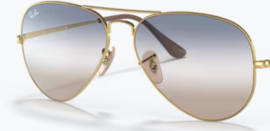 Lenti originali Ray-Ban RB3689 Aviator Metal II, colore GD · Trasparente sfumato blu sfumato marrone