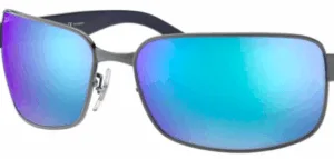 Lenti originali Ray-Ban RB3566CH, colore A1 · Flash blu specchio chromance polarizzato · plastica